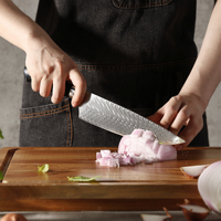 Professioneel 8 inch ecologisch verantwoorde ambidextere damaststalen koksmes met zwart G10 handvat voor hotel- en restaurantchefs