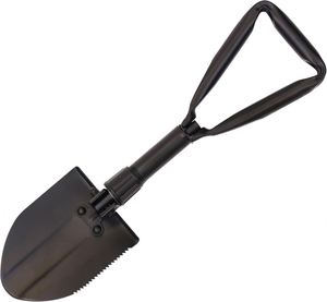 Pelle de survie pliable multifonction en acier au carbone robuste noire avec poignée en D pour le camping, la randonnée et les voyages en extérieur - Product Image 4