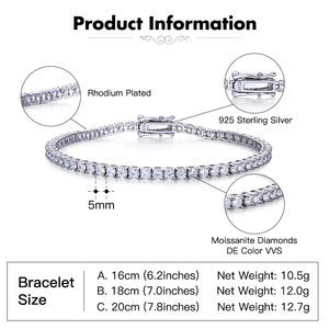Fine Jewelry Hip Hop 925 Sterling Silver VVS Moissanite Diamond Cluster Iced Out Tennis Chain bracciale collana per <span class=keywords><strong>uomo</strong></span> donna - Product Image 4