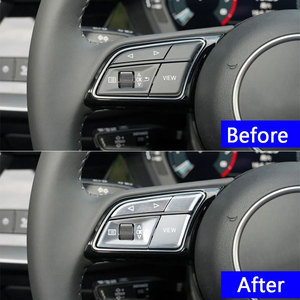 <span class=keywords><strong>2021</strong></span> <span class=keywords><strong>Audi</strong></span> <span class=keywords><strong>A3</strong></span> A4 A5 OEM accesorios interiores automotriz aleación de aluminio volante botón pegatinas Kits - Product Image 4