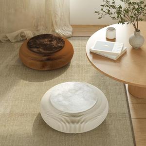<strong>Round</strong> Portable Home <strong>Stool</strong> with Accordion-style Folding <strong>Cushion</strong> for Meditation, Suitable for Tea Rooms and Windowsills. - Product Image 1