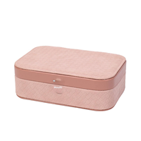 Boîte à bijoux portable matelassée de style nordique en PU, anti-oxydation, design compact, 15*15*7cm, étui de rangement de voyage pour bagues pour femmes
