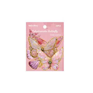Pack d'autocollants étanches avec impression UV en PET, avec finition brillante, papillon coulant, 3D, Laser, or, DIY Décoration - Product Image 5