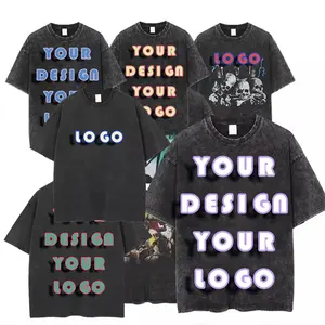 Qingzhihuo T-shirt print oversized t shirt graphic cotton vintage acid wash hip pop streetwear men tshirt