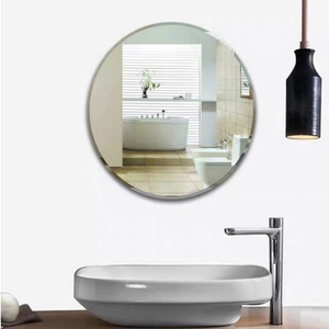 Miroir de salle de bain rond en <span class=keywords><strong>verre</strong></span> doré Art Déco moderne, <span class=keywords><strong>cadre</strong></span> flottant, épaisseur 4 mm, personnalisable, décoration de meubles de salon - Product Image 1