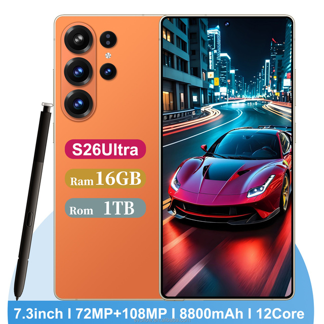 SmartPhone S26 Ultra Original Sumsun 5G Celulares 16GB+1TB Dual Sim 7000mAh 72MP+108MP Unlocked Mobile Phone Android Cell Phone