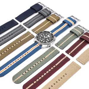 Attractive Ventilate Premium Quality Woven Braided Twill Pattern Nylon Watch Strap Suitable for Different Kind of Watch 20 mm 22mm