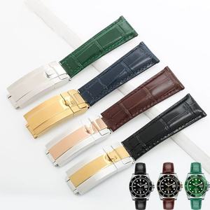 Bracelets de <span class=keywords><strong>montre</strong></span> de luxe en cuir véritable grain de crocodile pour hommes pour Rolex SUB-MARINER DAY-TONNA GMT avec fermoir déployant - Product Image 1