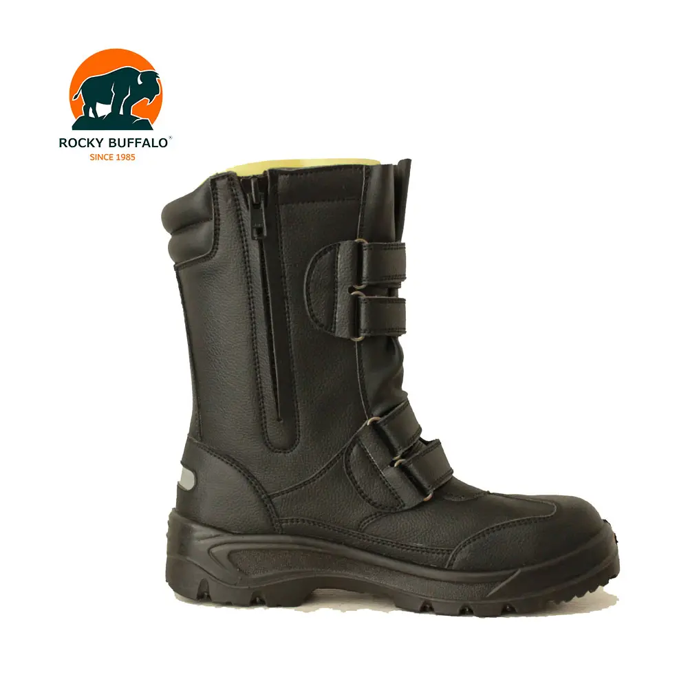 Rocky Buffalo sepatu bot keselamatan kerja, produk kualitas bisa disesuaikan, sepatu bot musim dingin pelindung jari kaki baja, sepatu bot keselamatan lutut tinggi
