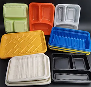 Plateau à blister en plastique pp de qualité alimentaire, recyclable et personnalisé, boîte à emporter dans une assiette de fruits et de viande