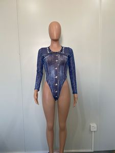 Nouveau Ensemble 2 Pièces pour Femme : Haut Body Imprimé Denim 3D et <span class=keywords><strong>Short</strong></span> Irrégulier, Ensemble Jupe Bodycon Sexy en Maille Transparente - Product Image 5