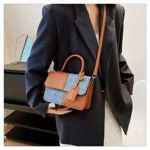 I-0302 Wholesale Fashion PU Leather Ladies Handbags <b>Square</b> Underarm Crossbody Bag Pure Color Block Splice Shoulder Bags - Product Image 6