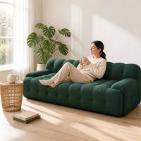 Canapé sectionnel capitonné vert émeraude, profil bas, 3 places, design moderne, pour hôtel et villa, tissu durable, inclinable, rembourré en éponge