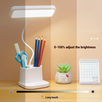 Lampe de bureau LED multifonctionnelle Porte-stylo rechargeable par USB Lampe de table à gradation tricolore pour l'étude et la lecture