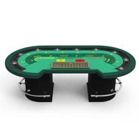 Table de baccarat de casino YH luxueuse en bois massif avec pieds semi-circulaires et pédale en acier inoxydable
