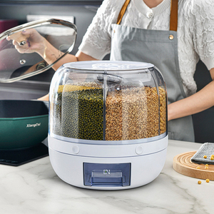 360 distributeur de grains rotatif distributeur de nourriture de stockage de grains avec bouton résistant à l'humidité ménage cuisine conteneur de stockage - Product Image 2