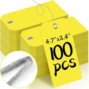 Recyclable 100 Pieces Plastic Shipping Labels Durable Cord Label Tags Waterproof Hangtag Reinforcement Holes Automotive Hangtags