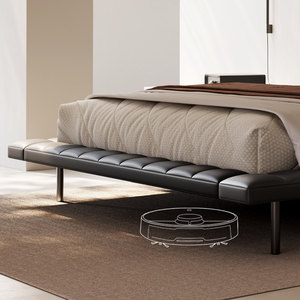 Cama Flotante de Diseño Italiano Minimalista <span class=keywords><strong>Poliform</strong></span> Onda, Cama Doble de Cuero Genuino de 1.8m, Cama de Lujo para Recámara Principal - Product Image 3