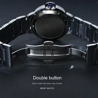 Montre à quartz en acier inoxydable pour homme, 43 mm, verre, étanche, calendrier, design ballon doré, charme, pointeur, alliage, bracelet de 20 mm
