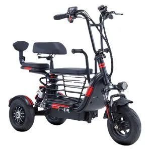 folding double three-seat lithium bicycle electric cars parent-child children's electric car new parent-child electric car