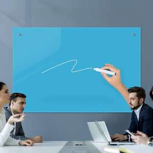 Support suspendu sans cadre 90*120 <span class=keywords><strong>cm</strong></span> grand panneau de verre noir tableau de verre magnétique effaçable à sec coloré pour la maison - Product Image 1