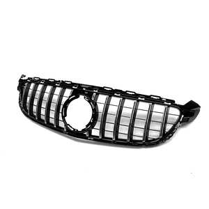 Calandre avant Mercedes-Benz C63 ABS noire à rayures verticales argentées 2019-2021 W205 de remplacement - Product Image 5