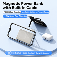 Boîtier de batterie externe portable 3-en-1 en alliage d'aluminium magnétique haute capacité 5000 mAh avec charge rapide Type-C 22,5 W et chargeur sans fil