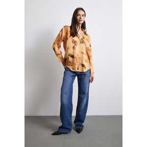 เสื้อเชิ้ตผ้าซาตินพิมพ์ลายดอกไม้สไตล์ลำลองสำหรับผู้หญิง ติดกระดุม ใส่ได้ทุกวัน - Product Image 3