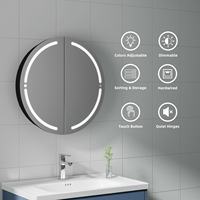 Interrupteur tactile intelligent d'approvisionnement d'usine éclairé à double éclairage LED CCT 3000-6500K avec armoire à miroir de salle de bain ronde lumineuse