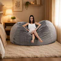 Fauteuil pouf géant de 1,80 m en fausse fourrure de lapin, housse de canapé paresseux ronde et moelleuse, coussin de salon doux et luxueux pour salon et chambre à coucher
