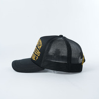 Casquette de sport d'extérieur 5 panneaux de haute qualité en mousse noire avec logo imprimé, personnalisable, pour l'été, vente en gros