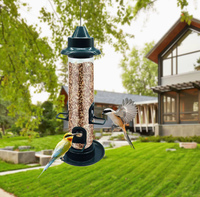 Mangeoire à oiseaux résistante aux intempéries avec stations d'alimentation suspendues en métal, grande capacité, vue transparente sur l'alimentation pour les petits oiseaux sauvages