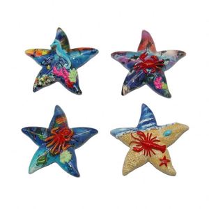 Aimant de réfrigérateur en résine en forme d'étoile de mer, design plage et animaux marins, aimant personnalisé, cadeau souvenir - Product Image 5