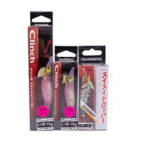 Leurre de pêche artificiel Shimano QE-J25V/J30V Squid Lure, crevette en bois avec sonnette, pour la pêche en bateau, appât dur avec hameçons pour poissons d'eau salée