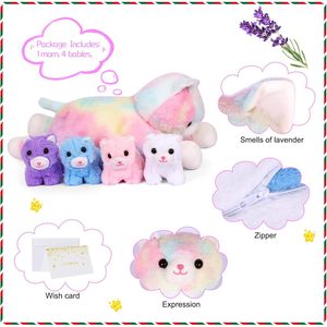 1 Lớn Đầy Màu Sắc Mẹ Mèo Với 4 Mini Mèo Con 5 Mềm Polyester Thú Nhồi Bông Đồ Chơi Sang Trọng Cho Cô Gái Tuổi 3 + - Product Image 4