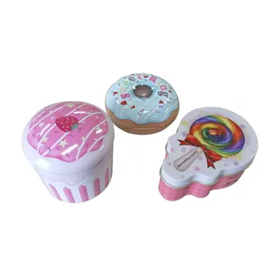 Caja de lata de Metal con forma de donut impresa personalizada, latas navideñas para embalaje de dulces de Chocolate, venta al por mayor