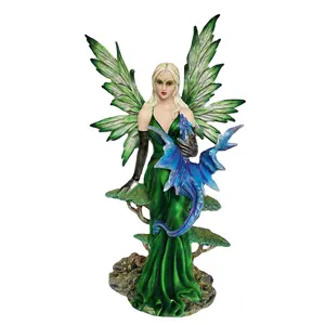 Figura Decorativa <span class=keywords><strong>de</strong></span> Resina <span class=keywords><strong>de</strong></span> Alta Calidad con Diseño <span class=keywords><strong>de</strong></span> Hada <span class=keywords><strong>de</strong></span> las Cuatro Estaciones y Dragón - Product Image 1