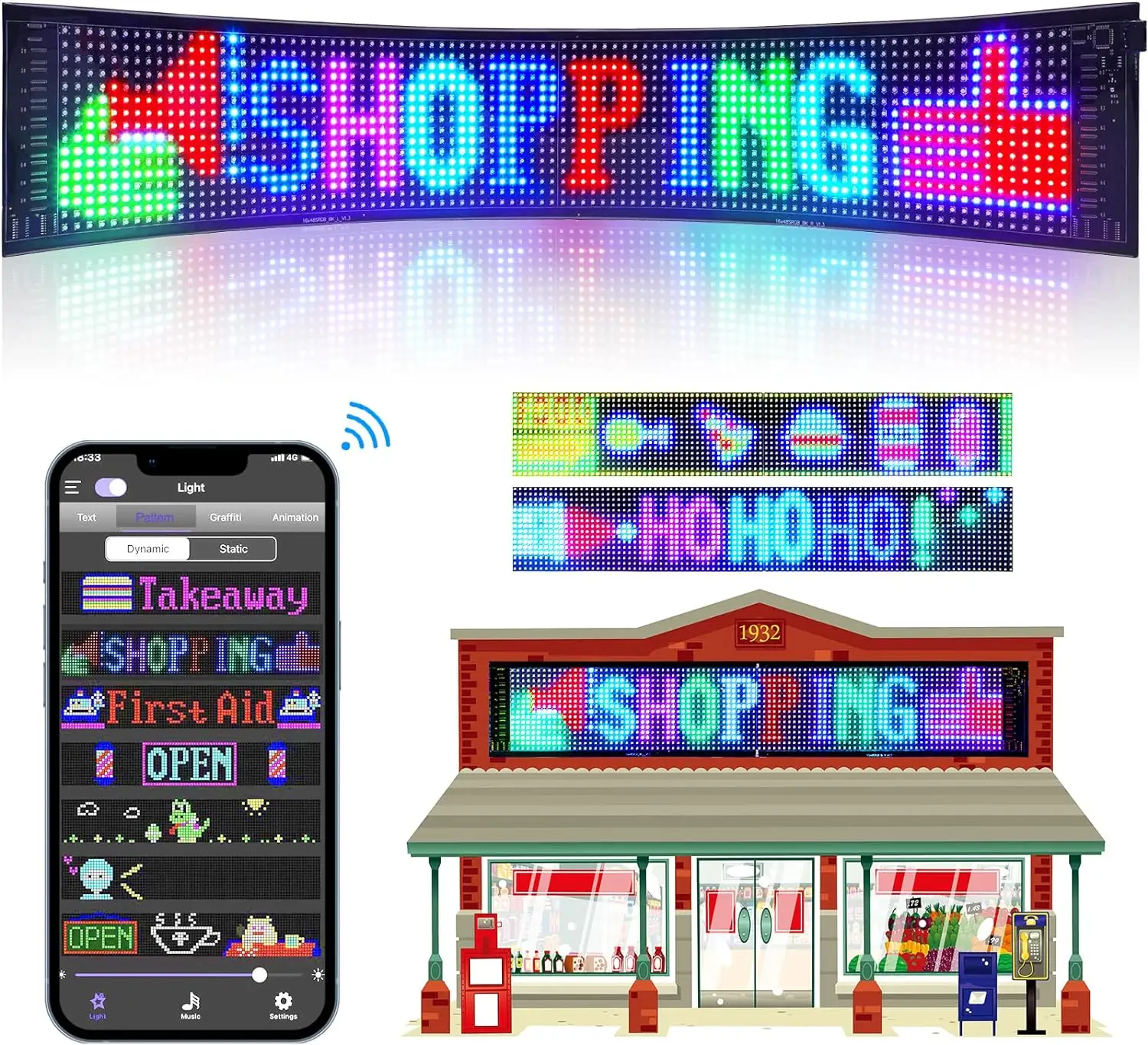 LED hiển thị signage mô-đun quảng cáo ứng dụng điều khiển chỉnh sửa chạy thư hiển thị kỹ thuật số mô-đun