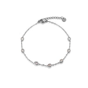 Pulsera de Moda Amy Amy, Cadena de Plata 925 con Cristales de Imitación en Forma de Gota de Agua, Estilo Minimalista para Uso Diario, Joyería para Mujer - Product Image 4