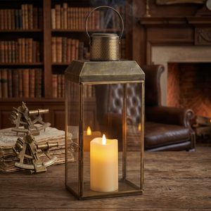 Lanternes à bougies en métal galvanisé de grande taille pour l'extérieur avec poignée en métal, lanterne en verre classique pour l'intérieur, pour mariage et fête - Product Image 1