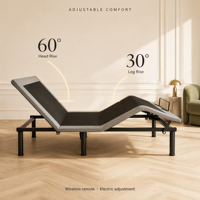 Cadre de lit électrique réglable, mouvement silencieux, design ergonomique inclinable, base en métal, positions personnalisables, pliable, utilisation hôtelière