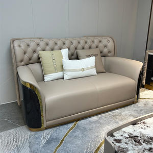 लाइट लक्जरी चीन विला लिविंग रूम फर्नीचर 3 सीटर सोफे सोफे पर बिक्री के लिए आधुनिक सिंथेटिक चमड़े के लिए नया सोफा - Product Image 3