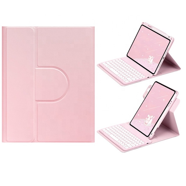 Magnetic Detachable Wireless Keyboard 360 Degree Rotating PU Leather Acrylic Tablet Case With Pencil Holder for iPad Pro 11 2024