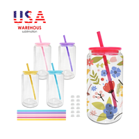 Gobelet à neige de 16 oz avec trou pré-percé, double paroi en verre, avec couvercle et paille, entrepôt américain, prêt à expédier