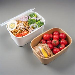 Cuenco de papel blanco cuadrado, contenedor desechable de grado alimenticio para comida de restaurante, para ensaladas y sándwiches, cuencos de papel 'To Go' - Product Image 6