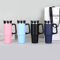 Mug de voiture isotherme en acier inoxydable 304 de 30 oz, portable, grande capacité, résistant à la glace, anti-chute, avec poignée