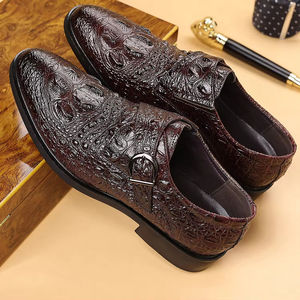 Zapatos de Cuero Vacuno de Grano Completo para Hombre, Novedad de 2026, Textura Tallada, Elegantes y de Alta Gama para Negocios y Bodas - Product Image 1