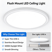 Plafonnier LED ultra-plat 12 pouces 24W 5000K lumière du jour, dimmable Triac 120V ETL FCC pour couloir et bureau