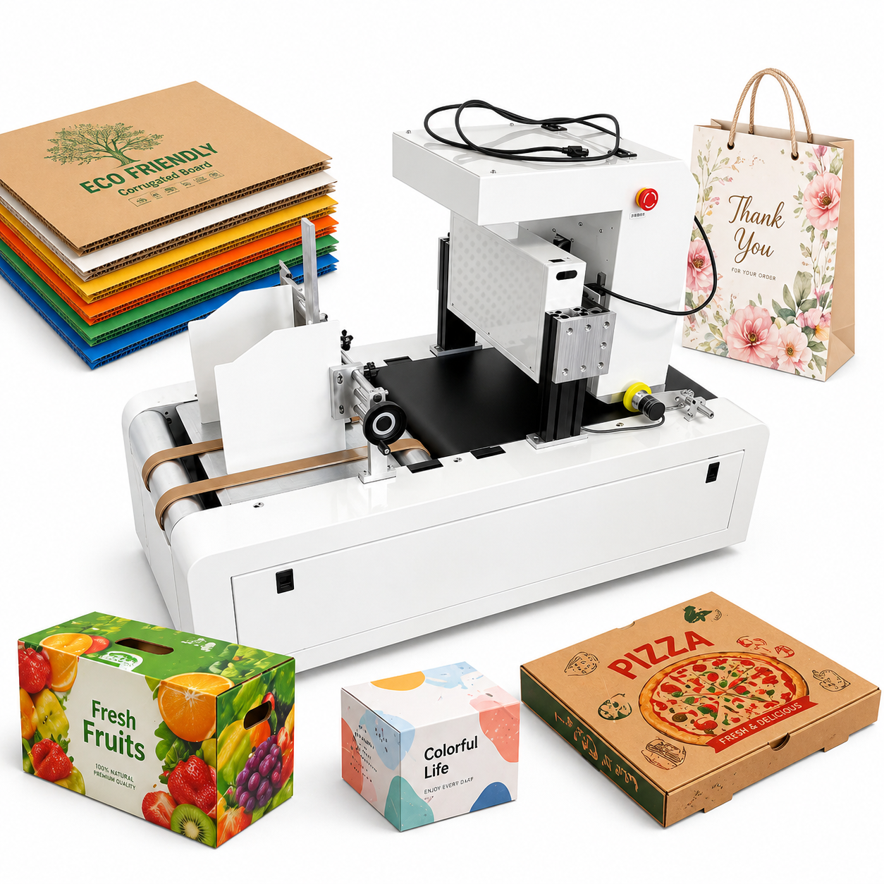 Hanjie Factory Price One Pass Inkjet Printer For Paper Bag Carton Box and Pizza Box Printing