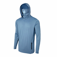 Maßgefertigtes Herren UPF 50 Wasserdichtes Atmungsaktives Schnelltrocknendes Langarm 100% Polyester Mikrofaser Angel-Hoodie-Shirt mit Maske